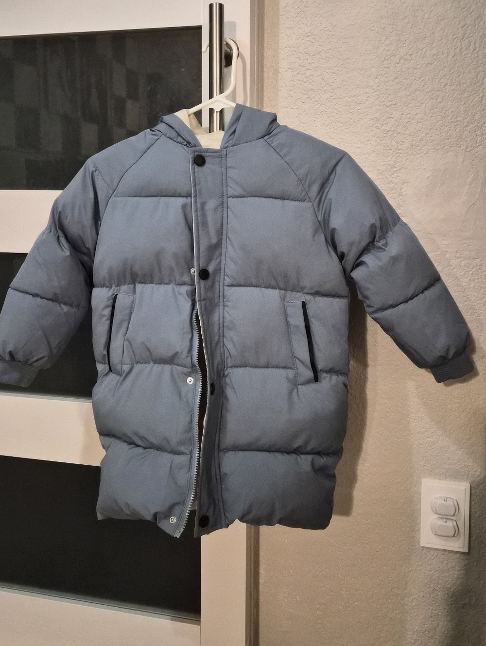 Kids Hooded Puffer Jacket - Dusty Blue